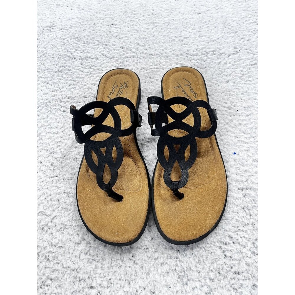 Women's Natural Soul Jennie Black Thong Flip Flop Sandals Size 8.5